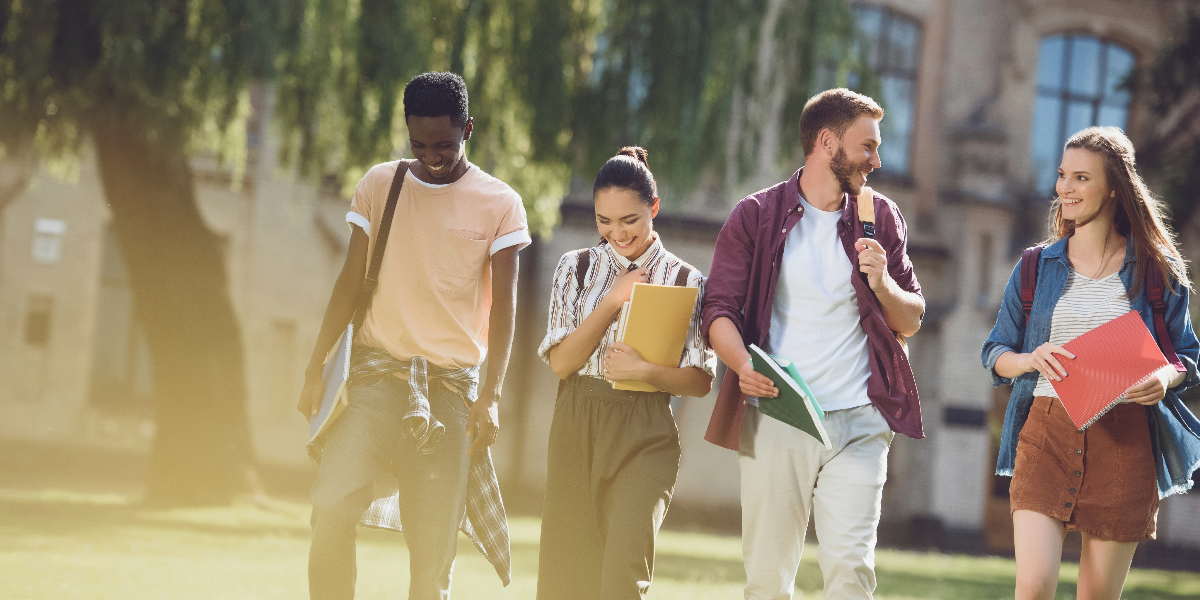 Students walking on campus