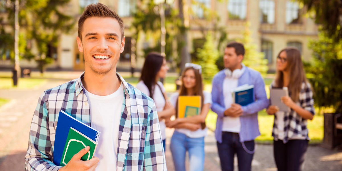 students walking on college campus