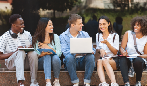 Students studying on campus